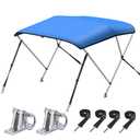 KAKIT Bimini Top for Boats, Metal Base (4 Bow 8'L x 54" H x 61"-66" W,Blue)