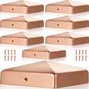 Tandefio 8 Pcs 6x6'' Solid Copper Post Caps Fence Pyramid Decking Caps with Screw for Metal Wood Cedar Fence Deck Corridors Mailbox Posts End Cover