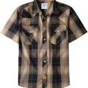 Dubinik® Western Shirts for Men Short Sleeve Plaid Pearl Snap Shirts for Men Button Up Shirt Cowboy Casual Work Shirt, Large