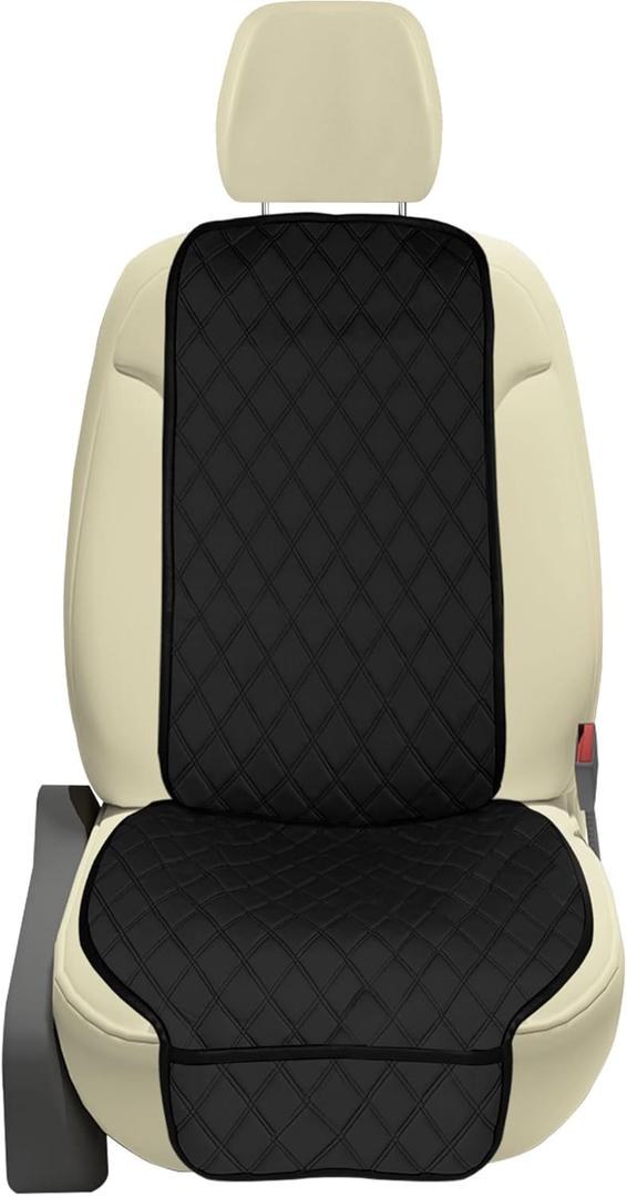 FH Group Car Seat Cushion Front Set Black Neosupreme Automotive Seat Cushions - Universal Fit, Car Seat Cushion With Front Pockets, Airbag Compatible Car Seat Cushions for SUV, Sedan, Van