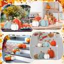 Faccito 3 Pcs Fall Decorations Wooden Pumpkin Signs Thanksgiving Table Centerpieces Autumn Tiered Tray Decorations Farmhouse Pumpkins Block with Straw Bow for Home Mantel Harvest Party(Rustic Color)