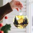 Stained Glass Ornament, Christmas Ornaments, Christmas Decorations for Tree, Holiday Ornament, Gifts for Nature Lovers, Holiday Party Gifts, Gift Ideas & Xmas Gift - Mountain Sunset