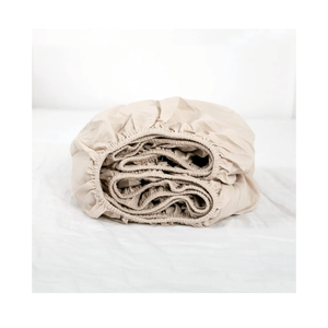 Simple&Opulence Linen Fitted Sheet (1 Piece) - 14 Inch Deep Pocket Mattress Cover Natural Flax Cotton Blended Soft Breathable Bedding - Linen, Twin Size