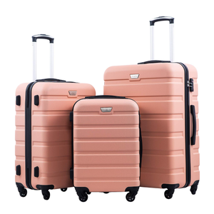 Coolife Luggage 3 Piece Set Suitcase Spinner Hardshell Lightweight TSA Lock (sakura pink, 3 piece set(20in24in28in))