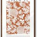 EcoHest Christian Bible Verse Framed Wall Art, 12x16 in Walnut Color OAK Wood A Psalm of David Canvas Wall Art, Psalm 23 Orange Faith Home Decor, Thanksgiving Scripture 1Pack for Bedroom Living Room