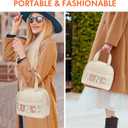 Lunch Bag for Women Insulated For Men PU leather Small Office Work lunch with Chenille Letters Leakproof Freezable Cooler Reusable Portable Box (White)