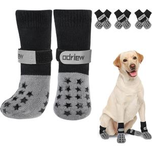 Non Slip Dog Socks to Prevent Licking Paws - Dog Booties for Hardwood Floors Anti Slip - Grippy Socks for Senior Dog - Double Side Paw Protector Prevent Scratching for Hot Pavement. (Grey, XS)