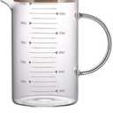 1L Glass Measuring Cups Jugs with Lid Large Measuring Pitcher Beaker Measured Mug Measure Liquid Milk Glass Cup Clear Scale with Spout& Insulated Handle,for Hot/Cold Fluid