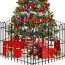 25 Panels Decorative Garden Fence, 50ft X 32in Rustproof Metal Animal Barrier Fence, No Dig Fence Garden Fence, Arched Flower Bed Edging Ornamental Wire Border Fencing for Outdoor Yard, Patio Decor (Black)