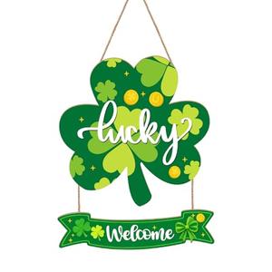St.Patrick’S Day Decorations Indoor Outdoor,Wooden Hanging Wall Welcome Sign,Party Favors Housewarming Gift For Irish Holiday(Shamrock with Coin) Pack of 2