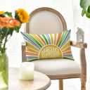 3 x AVOIN colorlife Hello Sunshine Summer Throw Pillow Cover, 12 x 20 Inch Yellow Blue Orange Cushion Case Decoration for Sofa Couch