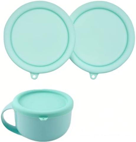 2pc silicone lids for Dash My Mug Ice Cream Maker, storage lids for Dash Ice Cream Maker, reusable silicone bowl covers, food grade, freezer and dishwasher safe. light green (bowl not included)