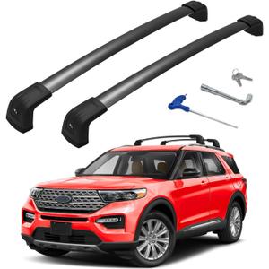 300lbs Roof Rack Cross Bars Compatible with Ford Explorer 2020-2026, Heavy Duty Aluminum Lockable Roof Rails Crossbars Rooftop Cargo Luggage Basket Carrier Bike Kayak Snowboard