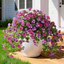 Artificial Fake Flowers Plants UV Resistant, Faux Petunias Silk Flowers for Outdoors No Fade, Fake Outdoor Flowers for Planters Spring, Realistic Home Garden Balcony Yard Decor (Light Purple)