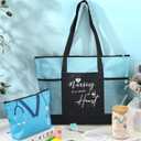 4 Pcs 2026 Nurse Week Gift Set Nursing Graduation Appreciation Gift for Women Including Nursing Tote Bag Nurse Themed 16oz Glasse Cup with Bamboo Lids Straw Makeup Bag Badge Reel