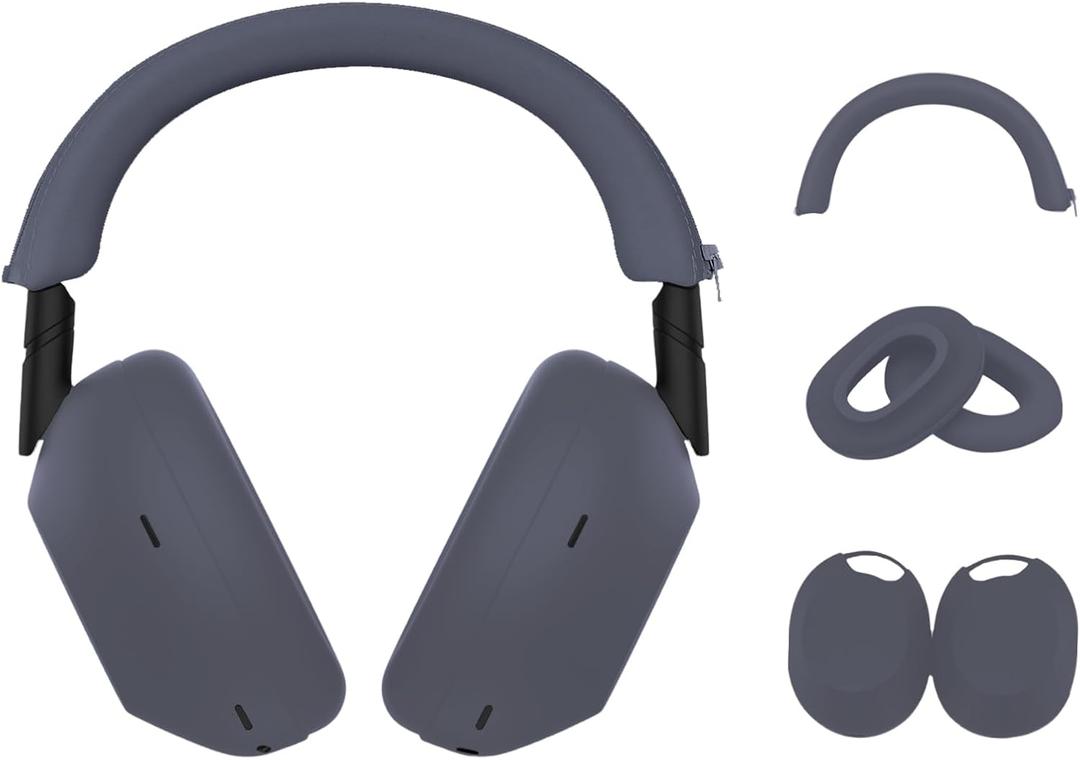 3-Pack Soft Silicone Case Covers for Sony WH-1000XM6 Headphones  Anti-Scratch, Sweat-Resistant Ear Pad, Headband & Ear Cup Covers, Washable Accessories Blue