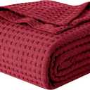 Elegant Comfort Premium 100% Cotton Waffle Blanket - Lightweight Breathable Waffle Weave Bed Blanket - Soft and Warm All Season Blanket for Couch, Sofa and Bed, King Size 90x108 Inches, Burgundy