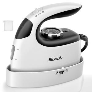 Sundu Mini Travel Iron with Steam,1000W Portable Non-Stick Soleplate Steam Samll Iron for Quilting & Sewing,300 Microsteam Holes,90ml water tank,lockable safety base,Digital Temperature Control