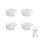 4pcs Wide Bottle Caps Compatible for Wide-Neck Natural Flow Dr Brown Bottles,BPA Free Travel and Storage Baby Bottle Lids Replacement Parts with Sealing Gasket for Baby Bottles Accessory (White)
