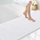 Smiry Luxury Chenille Bathroom Rugs 70x24, Extra Soft and Absorbent Shaggy Bath Mat, Machine Washable, Non-Slip Plush Carpet Runner for Tub, Shower, and Floor, Home Decor Accessories, White