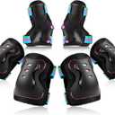 BOSONER Kids/Youth Knee Pad Elbow Pads Guards Protective Gear Set for Roller Skates Cycling BMX Bike Skateboard Inline Skating's Scooter Riding Sports (Medium(9-15 years), Black Colored)