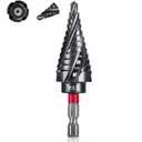 P.I.T. M35 Cobalt Step Drill Bit for Metal (Pro Max), Spiral Flute Unibit Step Drill Bit 3/16"-7/8" Impact Ready Wear-Resistant TiAlN Coated,1/4" Hex Shank for Metal, Stainless Steel, Aluminum