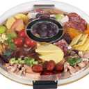 Round Charcuterie Board with Clear Lid, Travel Picnic Portable Cheese Board Charcuterie Boxes, Meat Fruit Serving Tray Platter, House Warming Gifts New Home, Gifts for Women, Black, 1 Compartment