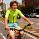 westwolf Boys Swim Trunks with Compression Liner Casual Bathing Suit for Kids Swim Shorts 6-18 Years (A1 Green Yellow)