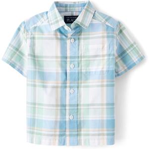 The Children's Place Baby Boys' and Toddler Poplin Short Sleeve Button Down Shirt, 2T