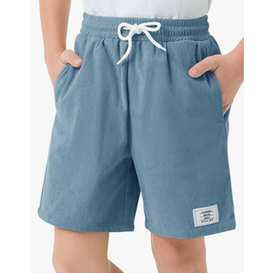 Haloumoning Boys Corduroy Shorts Kids Casual Elastic Waist Drawstring Summer Shorts with Pockets, 5-14 Years