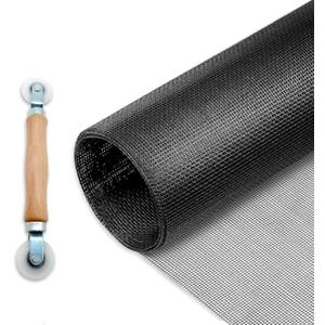 MAISHI Replacement 36" x 86" Fiberglass Screen Mesh with Solid Wood Handle Roller, Black 18x16 Mesh for Standard Screen Doors and Windows, High Visibility & Fresh Airflow, Mesh & Tool Only No Spline