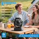 FRIZCOL 3-in-1 Camping Fan - Portable Fans Rechargeable - 24000mAh Battery Powered Fan with Light & Remote for Indoor, Outdoor, Tent, Travel, Fishing, Jobsite, Gifts for Men Dad Him - Black