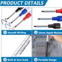 8Pcs Long Head Deep Hole Markers Pens 33mm Long Nib Marker Waterproof Permanent Ink Multi Purpose Quick-Dry Construction Markers Deep Drill Long-nose Marker for Woodworking Decoration