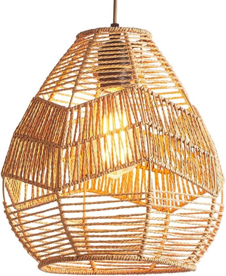 Water Drop Shape Pendant Lights Art Hanging Light Hand-Woven Teahouse Chandeliers Beige Antique Ceiling Light,Chandeliers