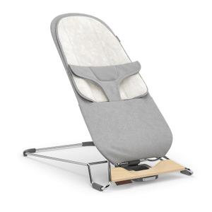 UPPAbaby Mira Bouncer/Portable 2-in-1 Bouncer + Seat Grows with Your Baby/GREENGuard Gold, JPMA + FSC Certified/Cozy Seat Liner + Storage Bag Included/Stella (Grey Mlange/Silver Chrome/Maple Wood)