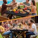 BDDC 34" x 34" Square Fitted Table Cover - Stretchy Spandex Black Table Cloth, Washable & Wrinkle-Resistant Tablecloth for Tables, Indoor/Outdoor Picnics, Patios & Events