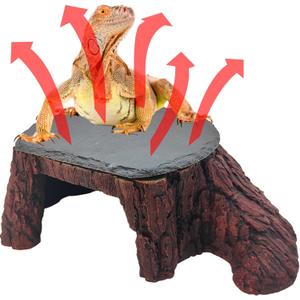 Bearded Dragon Basking Platform,Reptile Hide Cave with Heat Storage Slate Stone,Leopard Gecko Basking Rock Climing Decor for Turtle,Ball Pythons,Lizard,Snake, 7.74.72 inch