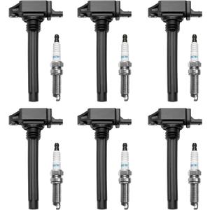 Ignition Coil & Spark Plugs Set of 6 Replacement for Chrysler 200 300 Town Country Dodge Charger Grand Caravan Ram Jeep Cherokee & More Replaces# UF648