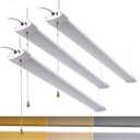 3 Pack 4 Foot LED Shop Light, 4FT 48W 5280lm Linkable LED Shop Light for Garage, 3000K&4000K&5000K Selectable LED Integrated Ceiling Light Fixture,Hanging&Ceiling Mounting with Pull Chain