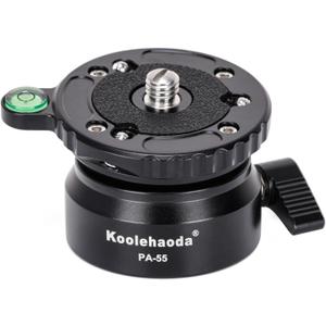 Koolehaoda Tripod Head Leveling Base Camera Leveler, Aluminum Half Ball Inclination 15°, 1/4"-3/8" Mounting Screw and Bubble Level for DSLR Camera Camcorder,Video Head, Gimbal Heads (PA-55)