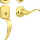 Probrico Exterior Door Lock Set Gold Front Door Lock Set, Entry Door Locksets with Deadbolt Single Cylinder Front Door Handle and Deadbolt Set, 1 Set