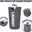 Twira 100L Large Laundry Basket, Laundry Hamper Stands Up Well, Laundry Bag with Padded Handles, Waterproof Clothes Bin Collapsible, Clothes Hamper for Bathroom, Laundry, College (Dark Grey)
