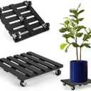 2 Pack Plant Stand with Wheels, 14" Rolling Plant Stand 264 LBS Heavy Duty Wooden Square Plant Caddy with Metal 360 Lockable Caster Wheels for Outdoor Indoor Large Plant Pots, Flower Pot, Patio-Black