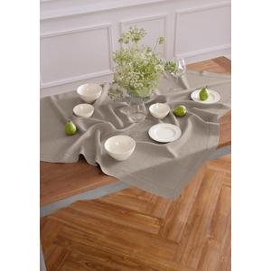 Solino Home Natural Linen Tablecloth 52 x 52 Inch - 100% Pure Linen Square Table Throw - Classic Hemstitch, Machine Washable Table Cloth for Summer