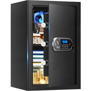 3.4 Cuft Large Safes for Home Use Fire and Water Proof, Anti-Theft Digital Security Safe Box With Programmable Keypad & Spare Keys, Home Safes Water and Fireproof for Documents Money Valuables