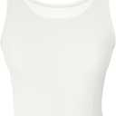 tagunop Women's Sleeveless Tank Tops Scoop Neck Basic Cami Tee Shirts Casual Ribbed Slim Fitted Top (White, XS)