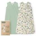 Yoofoss Rayon Made from Bamboo Baby Sleep Sack 18-24 Months TOG 0.5 Baby Wearable Blanket, Super Soft Infant Toddler Sleeping Sack 2-Way Zipper, Green&Flower