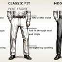 Soojun Men's Classic Fit Flex Waist Flat Front Dress Pant (Blue)