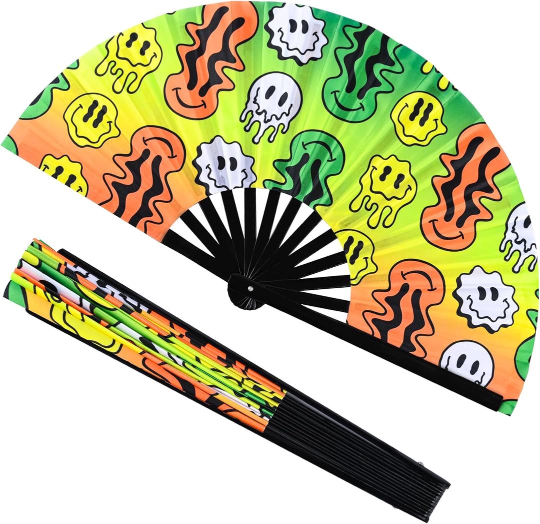13Inch Large Popping Fans for LINE Dancing Boots Ground Hand Fan Foldable for Women Dances, Music, Festiva,L Gift,Rave,Party