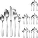 Silver Matte Silverware Square Handle 30 pieces Stainless Steel Cutlery Set for 6 Tableware Modern Eating Utensils for Home Kitchen Bar Restaurant